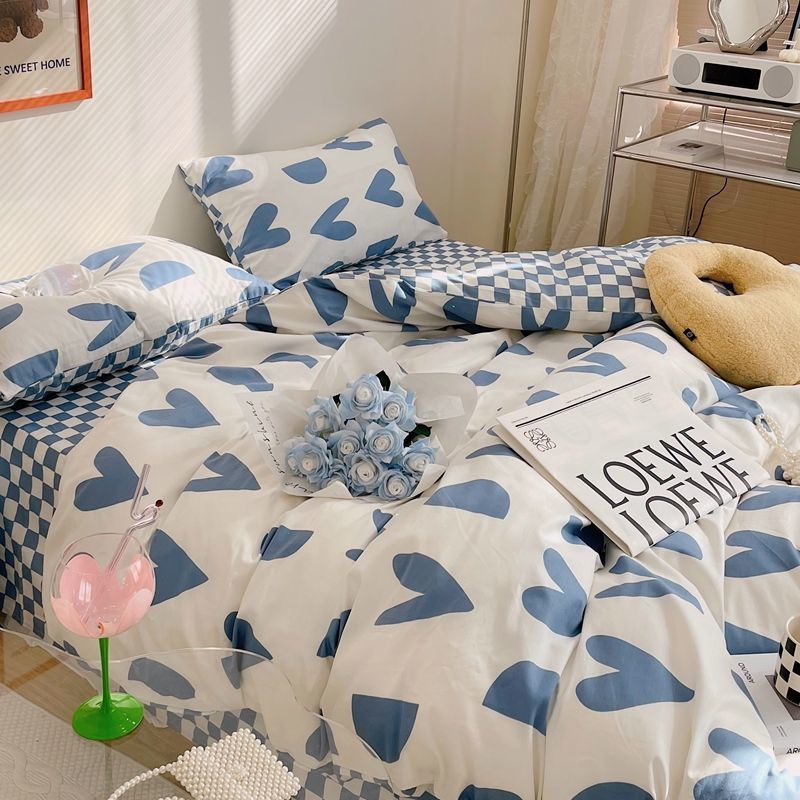JazzHer Cute Bedding Set Fashion Single Double Size Flat Sheet Duvet Cover Pillowcase Soft Microfiber Boys Girls Bed Linen