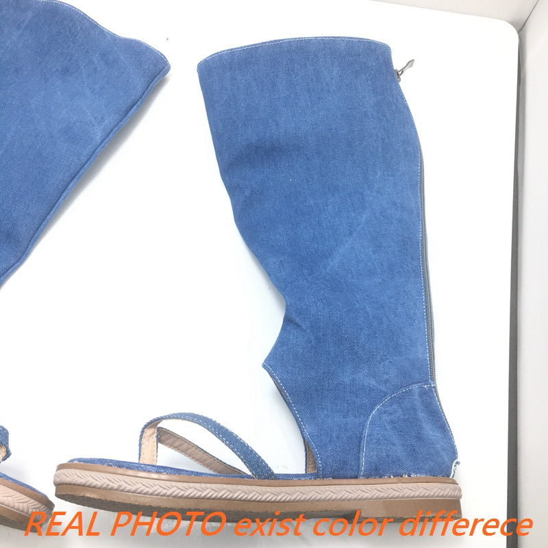 cold weather outfits JazzHer shoes clip toe sandals blue  jeans flat shoes women summer gladiator booties sandalias mujer size 43