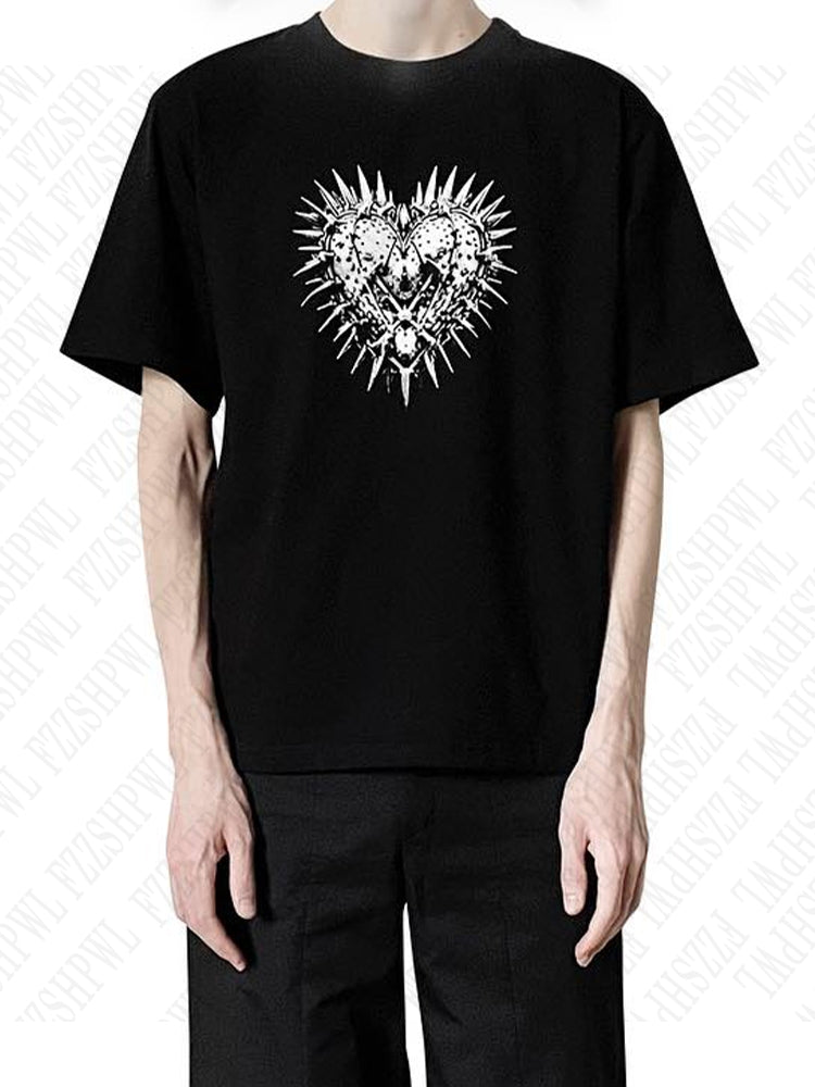 JazzHer Punk aesthetic streetwear hip-hop T-shirt versatile comfortable casual goth rock Harajuku chic pattern summer cotton T-shirt emo