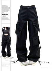 christmas outfit JazzHer Women's Black Gothic Cargo Pants Y2k 90s Vintage Harajuku Retro Pants Oversize High Waist Trousers Emo 2000s Clothes Winter New