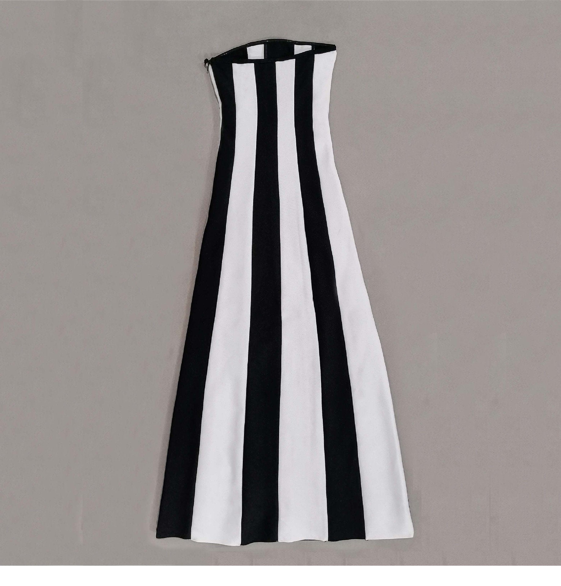 JazzHer Strapless Bandage Dress Women's Hepburn Chest Wrap Skirt Black And White Striped High-end Banquet Dress Daily Wear