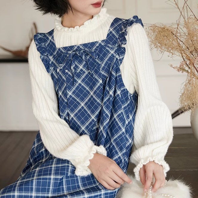 Jazzher Apron Retro Plaid Jumper Skirt